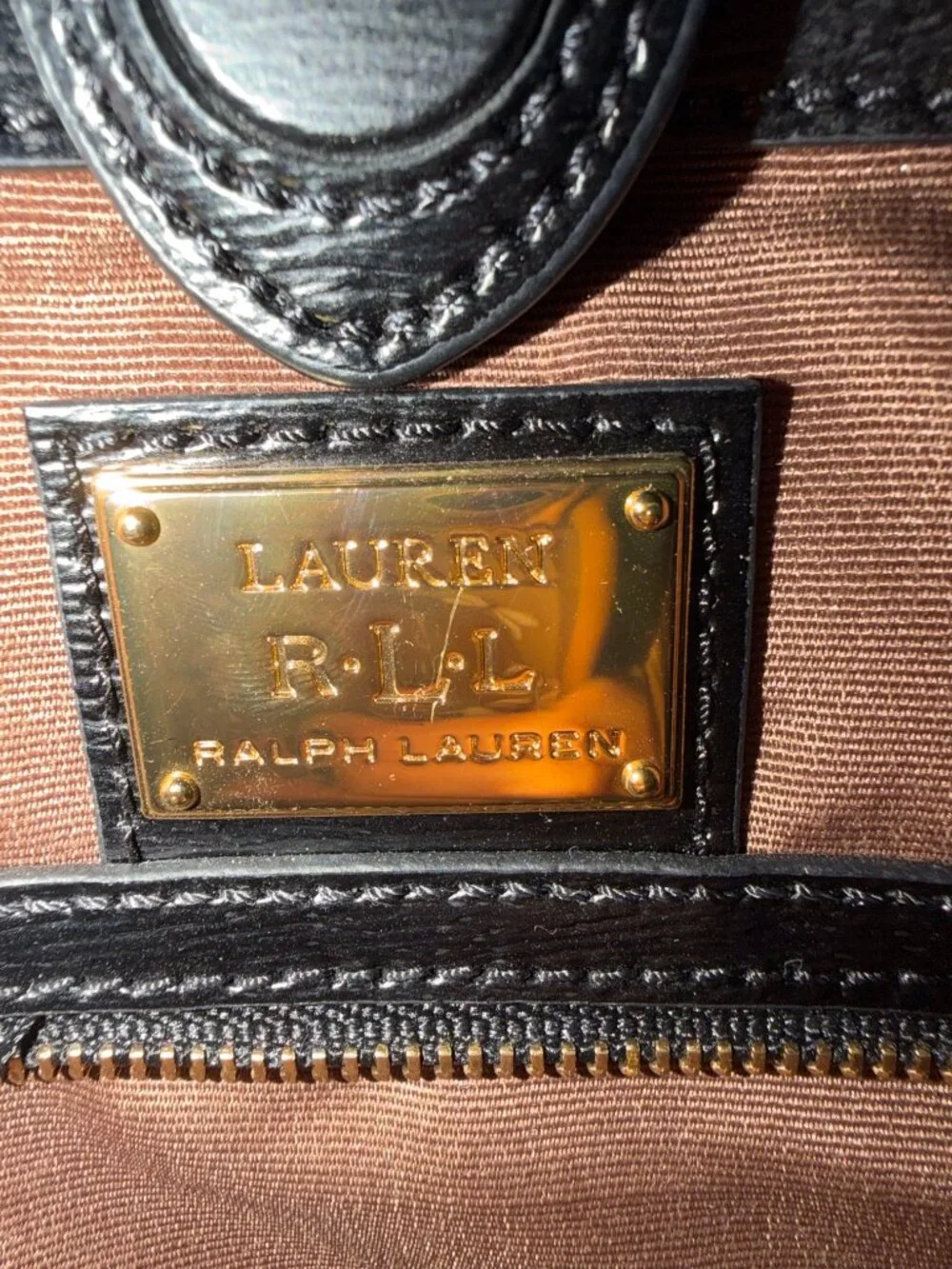 Lauren Ralph Lauren Black Saffiano Leather Triple Compartment Satchel Tote RLL